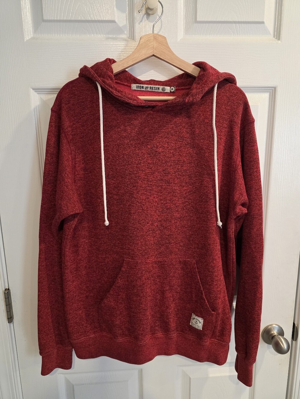 Iron & Resin Red Marl "Freedom Riders" Button Henley Hoodie Sweatshirt - Men's M